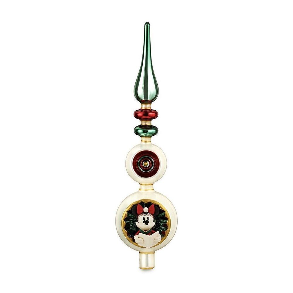 Mickey And Minnie Disney Finial Glass Tree Topper Christmas 12" Santa - Picture 2 of 12
